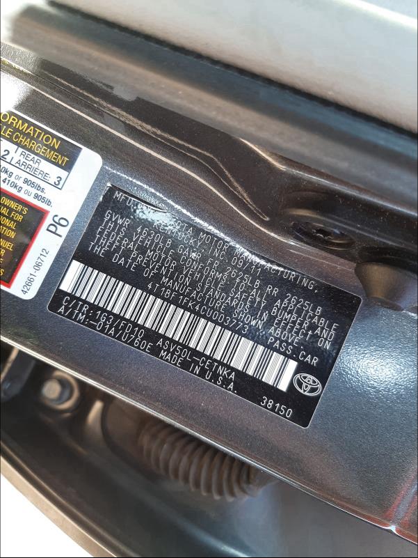 Photo 9 VIN: 4T1BF1FK4CU003773 - TOYOTA CAMRY 