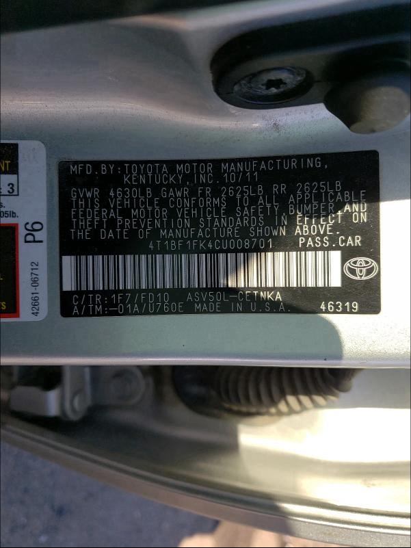 Photo 9 VIN: 4T1BF1FK4CU008701 - TOYOTA CAMRY 