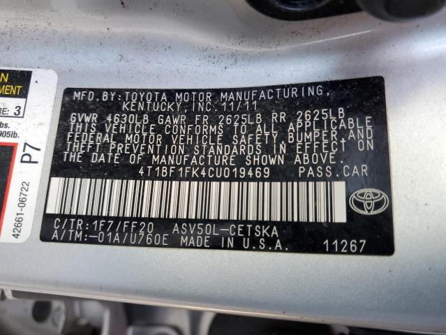 Photo 11 VIN: 4T1BF1FK4CU019469 - TOYOTA CAMRY 