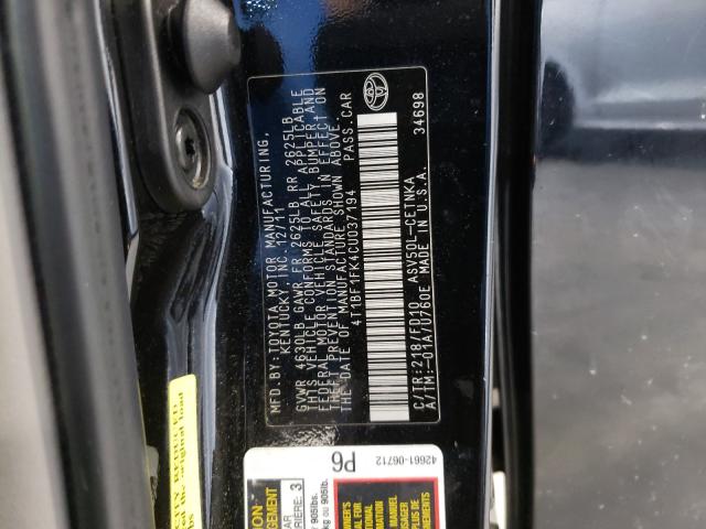 Photo 9 VIN: 4T1BF1FK4CU037194 - TOYOTA CAMRY BASE 