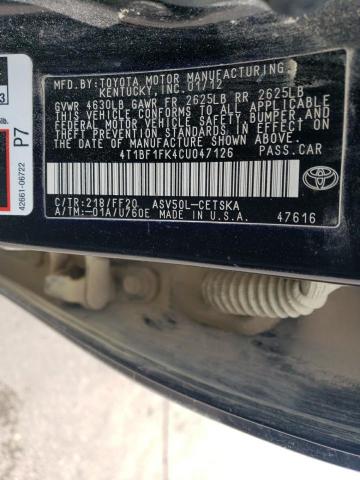 Photo 11 VIN: 4T1BF1FK4CU047126 - TOYOTA CAMRY 