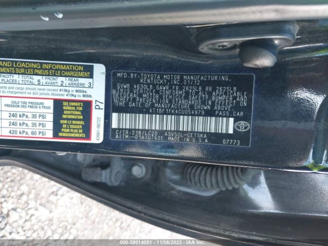 Photo 8 VIN: 4T1BF1FK4CU054979 - TOYOTA CAMRY 