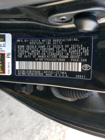 Photo 11 VIN: 4T1BF1FK4CU070888 - TOYOTA CAMRY 