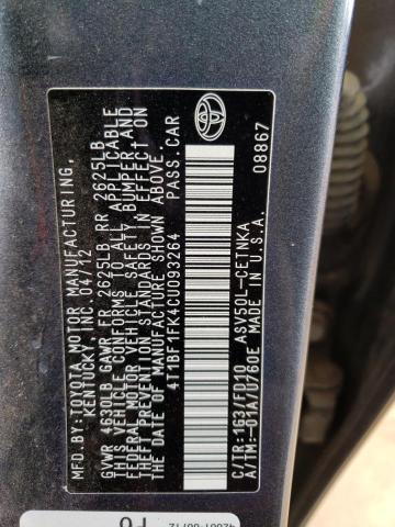 Photo 11 VIN: 4T1BF1FK4CU093264 - TOYOTA CAMRY BASE 