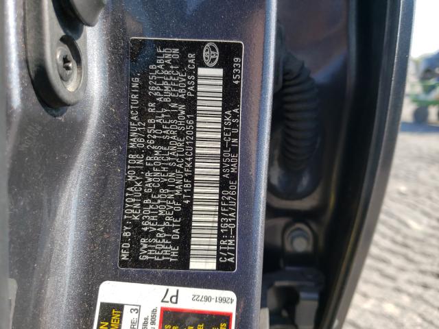 Photo 9 VIN: 4T1BF1FK4CU120561 - TOYOTA CAMRY BASE 