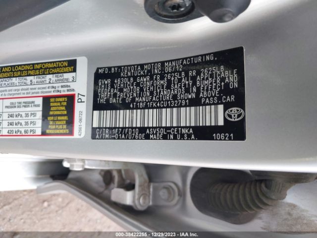 Photo 8 VIN: 4T1BF1FK4CU132791 - TOYOTA CAMRY 