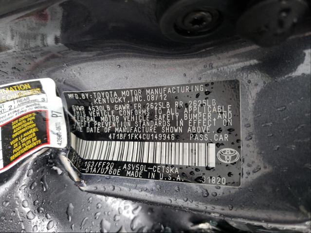 Photo 9 VIN: 4T1BF1FK4CU149946 - TOYOTA CAMRY BASE 