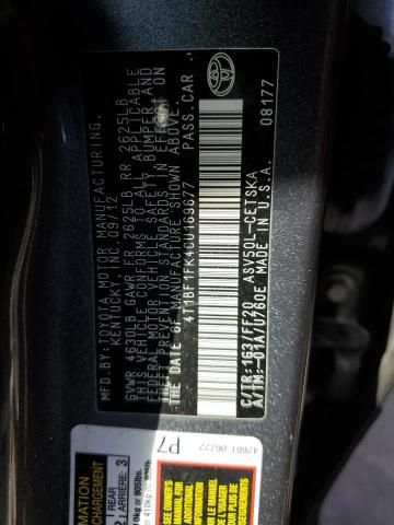 Photo 11 VIN: 4T1BF1FK4CU169677 - TOYOTA CAMRY BASE 