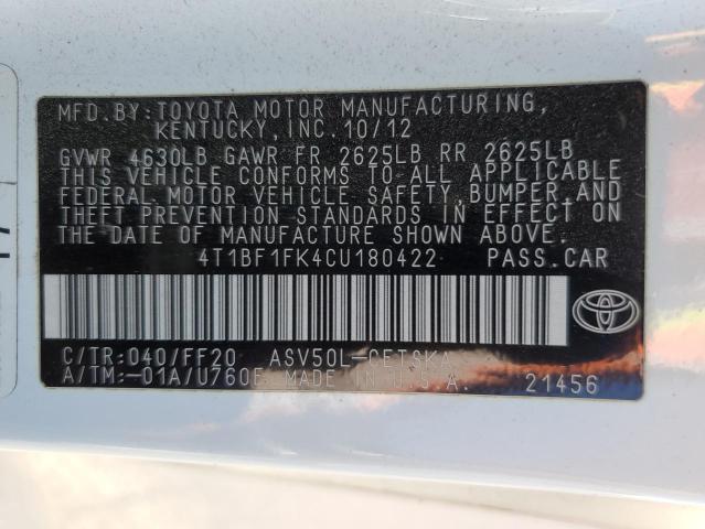 Photo 12 VIN: 4T1BF1FK4CU180422 - TOYOTA CAMRY 