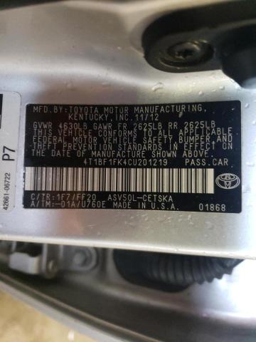 Photo 9 VIN: 4T1BF1FK4CU201219 - TOYOTA CAMRY BASE 