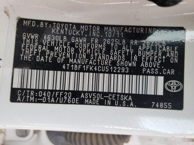 Photo 9 VIN: 4T1BF1FK4CU512293 - TOYOTA CAMRY BASE 