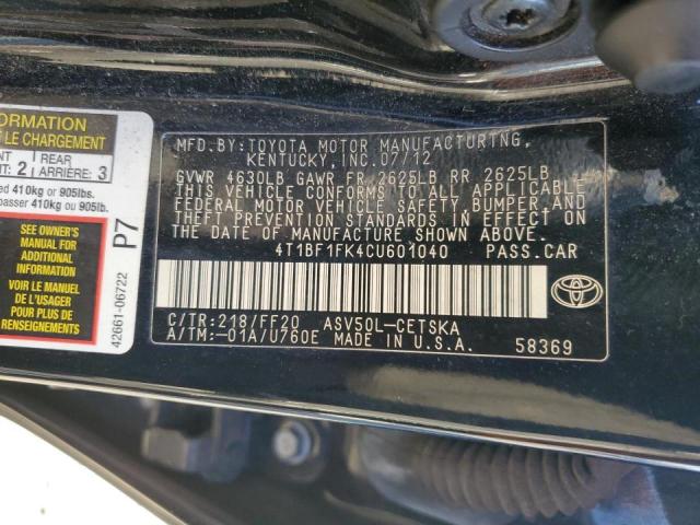 Photo 11 VIN: 4T1BF1FK4CU601040 - TOYOTA CAMRY BASE 