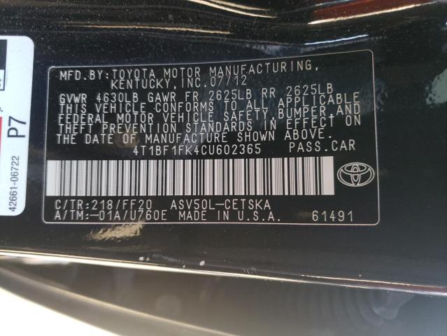 Photo 12 VIN: 4T1BF1FK4CU602365 - TOYOTA CAMRY BASE 