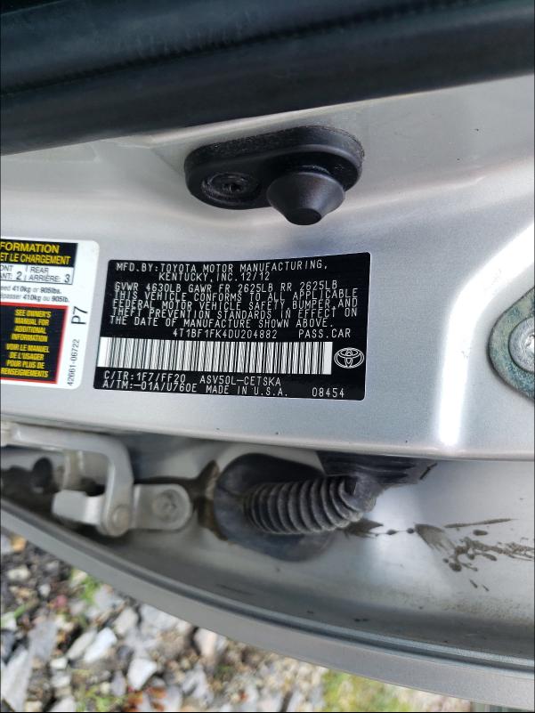 Photo 9 VIN: 4T1BF1FK4DU204882 - TOYOTA CAMRY L 