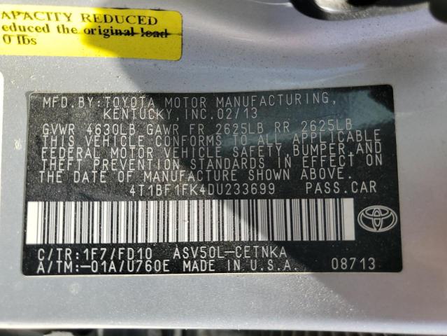 Photo 11 VIN: 4T1BF1FK4DU233699 - TOYOTA CAMRY L 