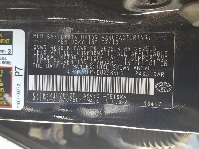 Photo 9 VIN: 4T1BF1FK4DU236506 - TOYOTA CAMRY L 