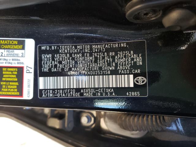 Photo 9 VIN: 4T1BF1FK4DU253158 - TOYOTA CAMRY L 