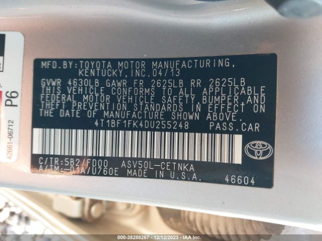 Photo 8 VIN: 4T1BF1FK4DU255248 - TOYOTA CAMRY 