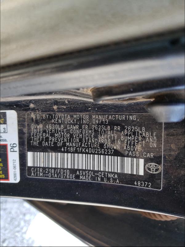 Photo 9 VIN: 4T1BF1FK4DU256237 - TOYOTA CAMRY L 