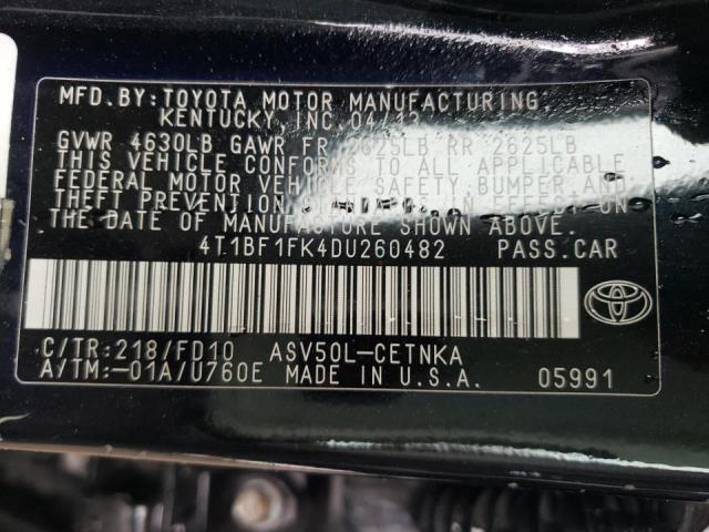 Photo 9 VIN: 4T1BF1FK4DU260482 - TOYOTA CAMRY L 