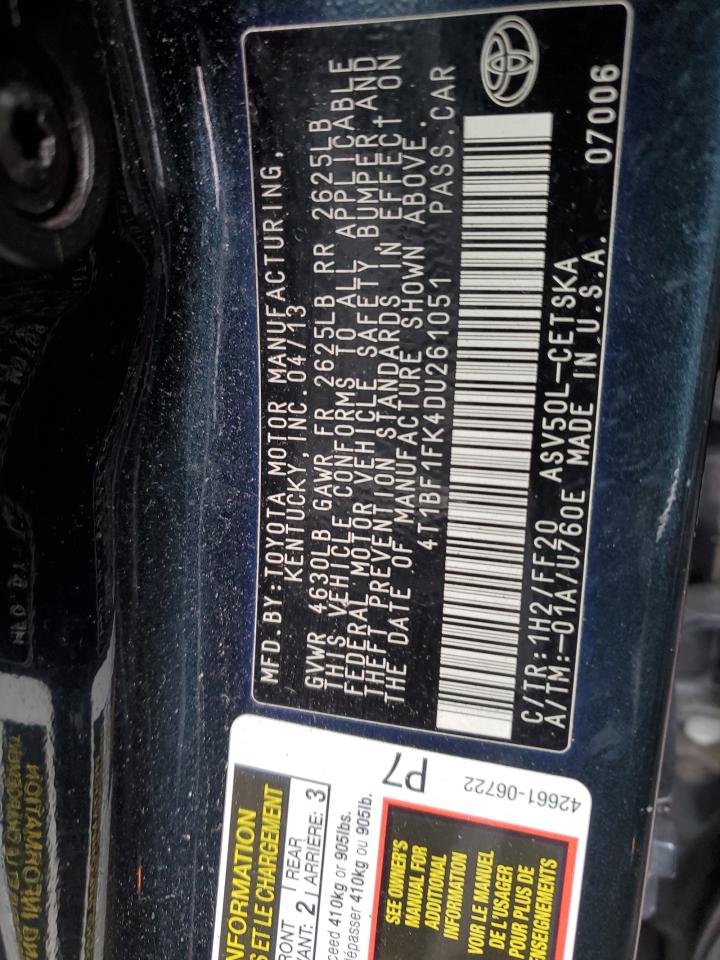 Photo 11 VIN: 4T1BF1FK4DU261051 - TOYOTA CAMRY 