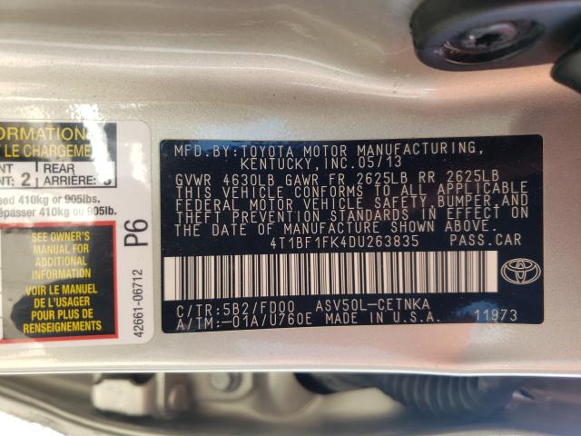 Photo 9 VIN: 4T1BF1FK4DU263835 - TOYOTA CAMRY L 