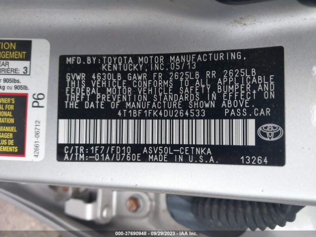 Photo 8 VIN: 4T1BF1FK4DU264533 - TOYOTA CAMRY 