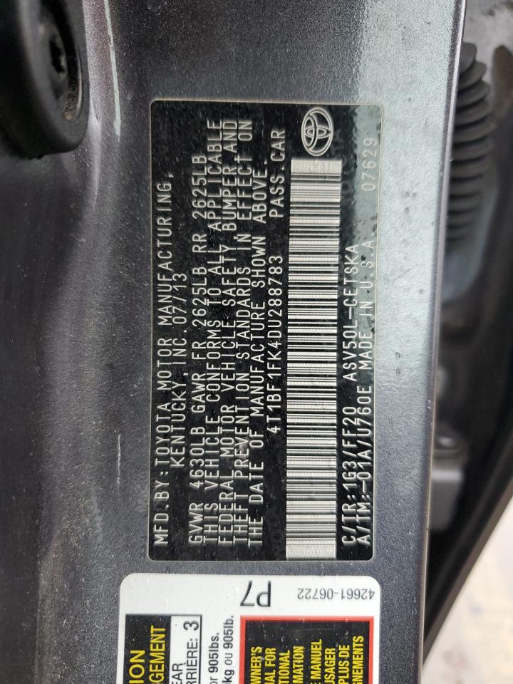 Photo 11 VIN: 4T1BF1FK4DU288783 - TOYOTA CAMRY 