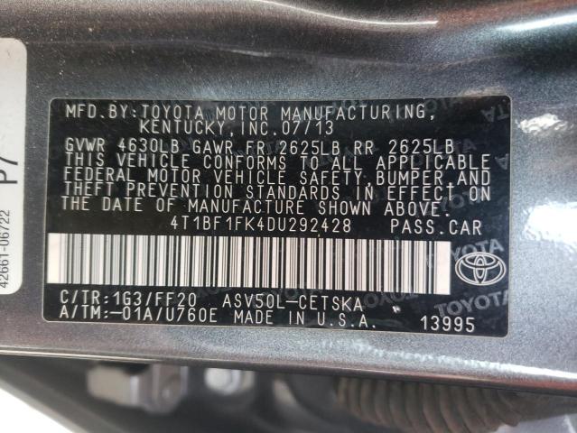 Photo 9 VIN: 4T1BF1FK4DU292428 - TOYOTA CAMRY L 