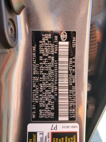 Photo 12 VIN: 4T1BF1FK4DU293451 - TOYOTA CAMRY L 