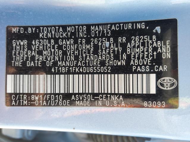 Photo 11 VIN: 4T1BF1FK4DU655052 - TOYOTA CAMRY L 