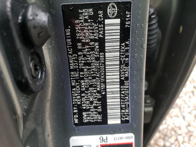 Photo 9 VIN: 4T1BF1FK4DU679089 - TOYOTA CAMRY L 