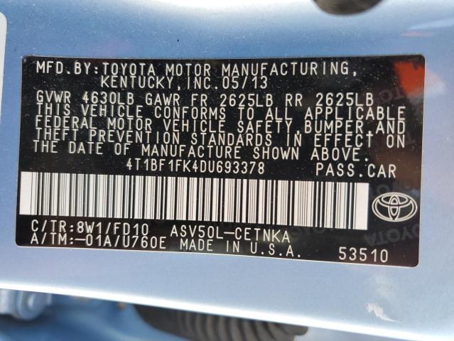 Photo 11 VIN: 4T1BF1FK4DU693378 - TOYOTA CAMRY 