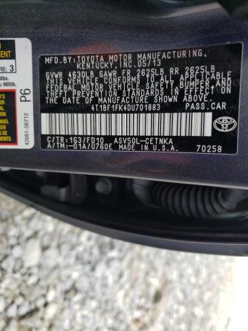 Photo 9 VIN: 4T1BF1FK4DU701883 - TOYOTA CAMRY L 