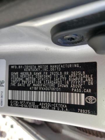 Photo 9 VIN: 4T1BF1FK4DU706131 - TOYOTA CAMRY L 