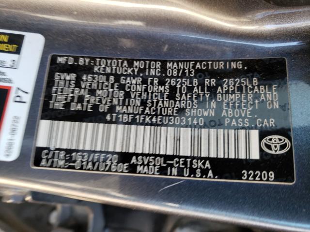 Photo 9 VIN: 4T1BF1FK4EU303140 - TOYOTA CAMRY L 