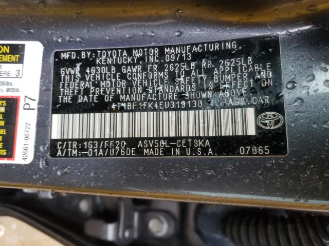 Photo 9 VIN: 4T1BF1FK4EU319130 - TOYOTA CAMRY L 