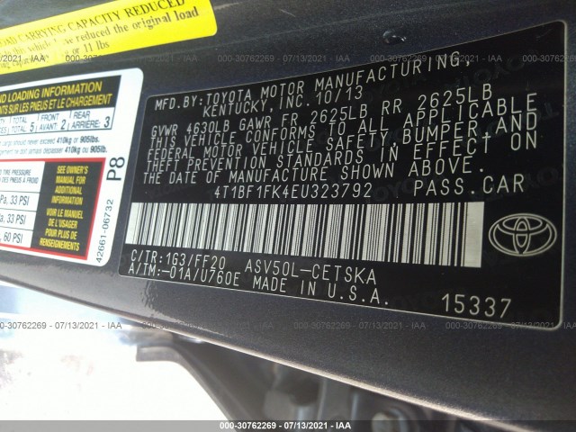 Photo 8 VIN: 4T1BF1FK4EU323792 - TOYOTA CAMRY 