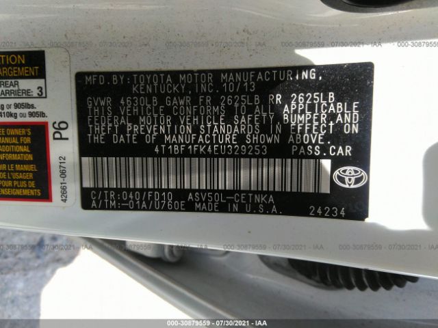 Photo 8 VIN: 4T1BF1FK4EU329253 - TOYOTA CAMRY 