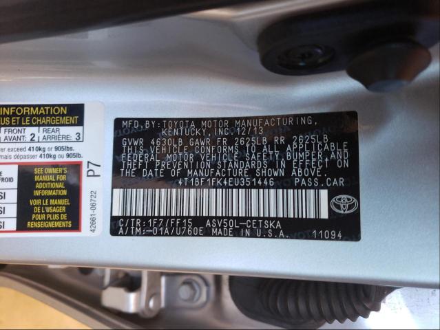 Photo 9 VIN: 4T1BF1FK4EU351446 - TOYOTA CAMRY L 