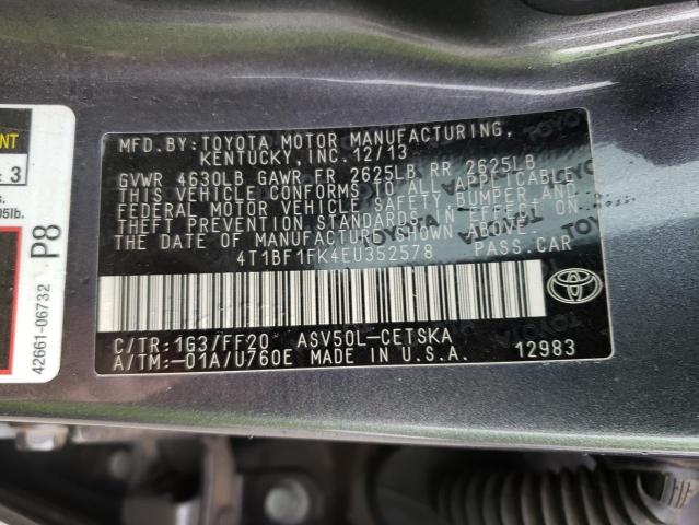 Photo 9 VIN: 4T1BF1FK4EU352578 - TOYOTA CAMRY L 