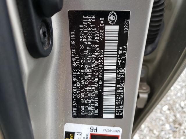 Photo 11 VIN: 4T1BF1FK4EU356663 - TOYOTA CAMRY L 