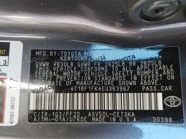 Photo 9 VIN: 4T1BF1FK4EU363967 - TOYOTA CAMRY 