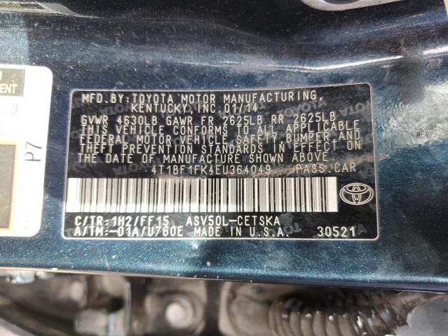 Photo 11 VIN: 4T1BF1FK4EU364049 - TOYOTA CAMRY 