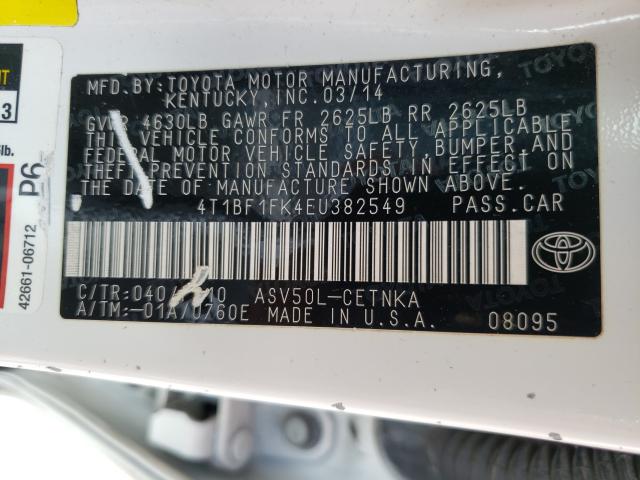 Photo 9 VIN: 4T1BF1FK4EU382549 - TOYOTA CAMRY L 