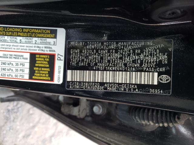 Photo 9 VIN: 4T1BF1FK4EU401214 - TOYOTA CAMRY L 