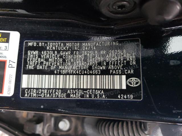 Photo 11 VIN: 4T1BF1FK4EU404663 - TOYOTA CAMRY L 