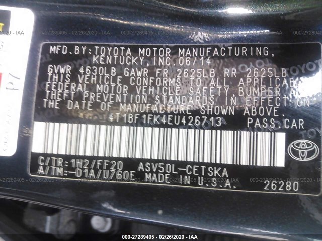 Photo 8 VIN: 4T1BF1FK4EU426713 - TOYOTA CAMRY 