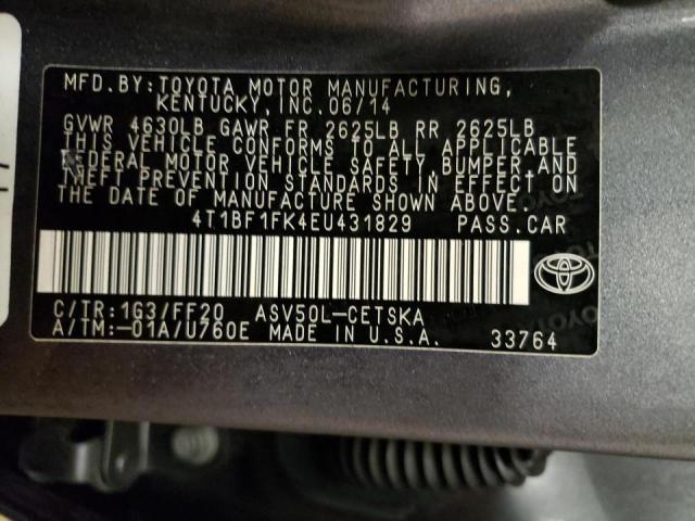 Photo 11 VIN: 4T1BF1FK4EU431829 - TOYOTA CAMRY L 