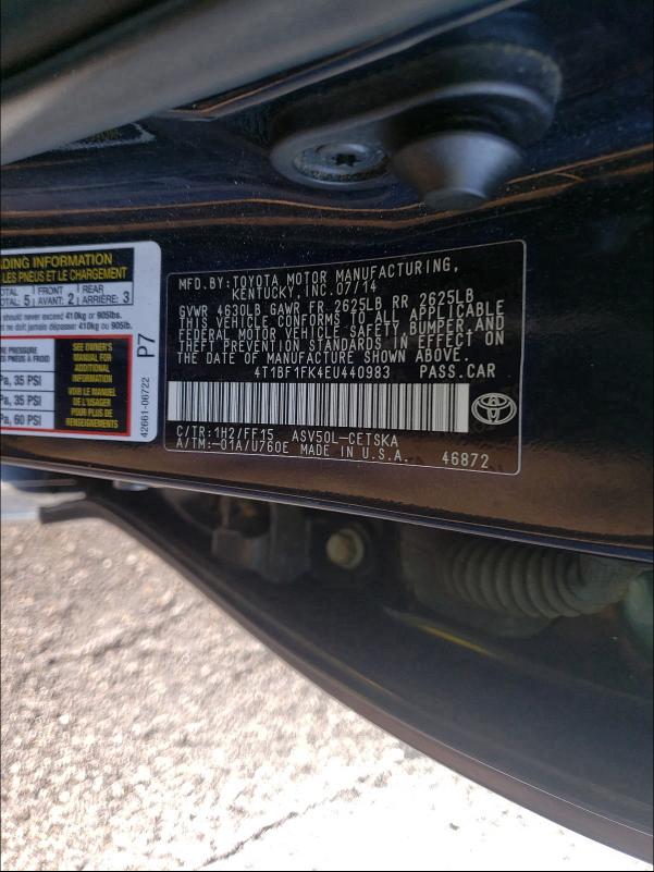 Photo 9 VIN: 4T1BF1FK4EU440983 - TOYOTA CAMRY L 